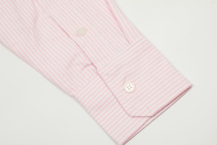 AMI Paris Small Heart Embroidered Striped Long Sleeve Shirt in Blue Stripe