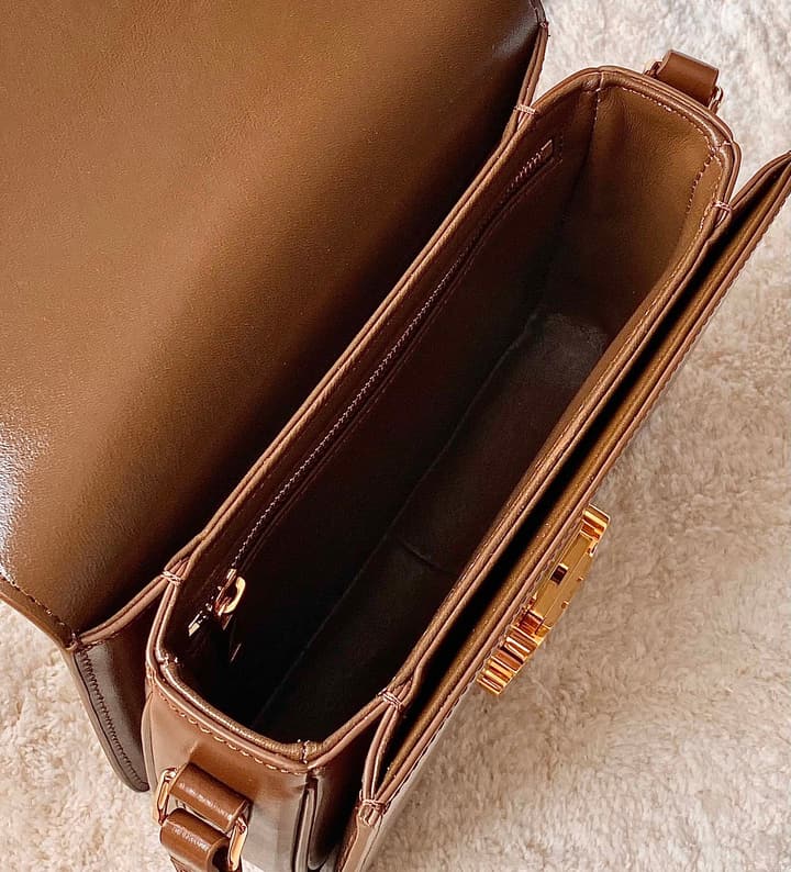 Celine Triomphe Box Calfskin Bag in Burnt Orange