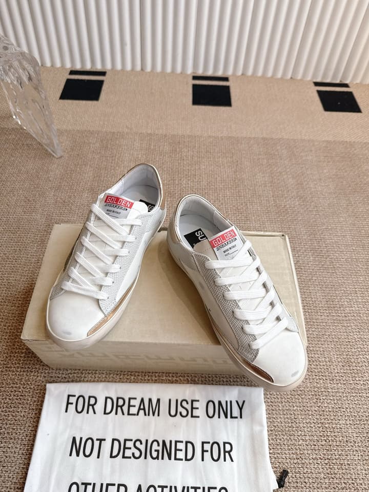 Golden Goose Distressed Leather Sneakers in Dark Green