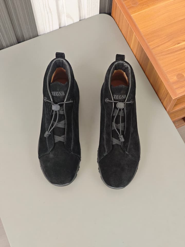 Zegna Triple Stitch™ Monte Luxury Casual Shoes in Black Leather High-top