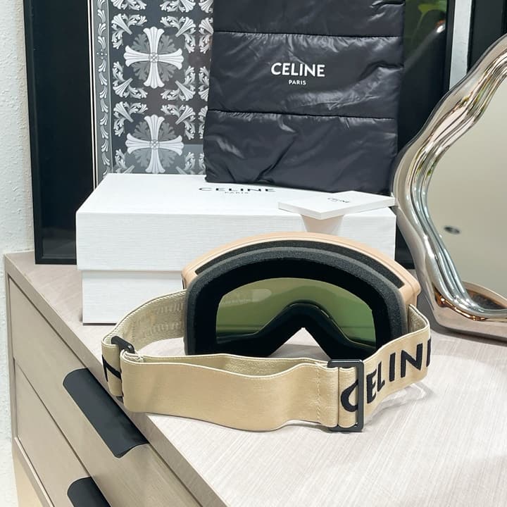 Celine Ski Goggles in Black Frame Silver Lens