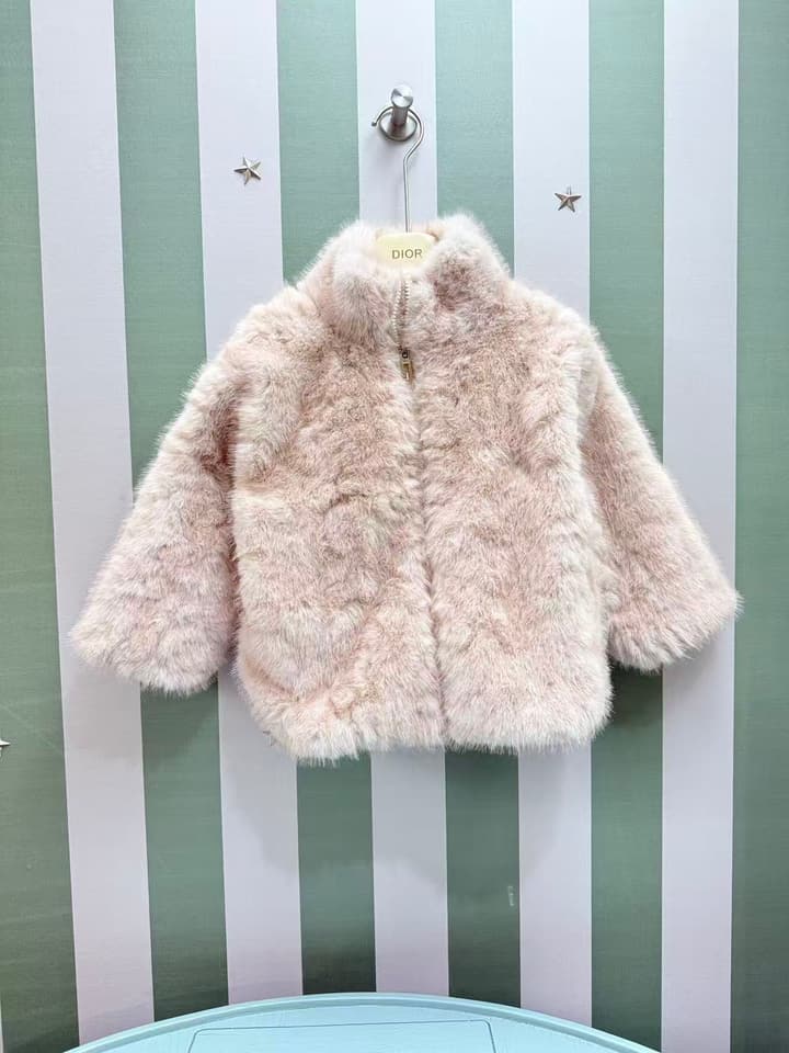 Dior Kids Faux Fur Coat – 25SS – Kids Collection in Dusty Pink Faux Fur