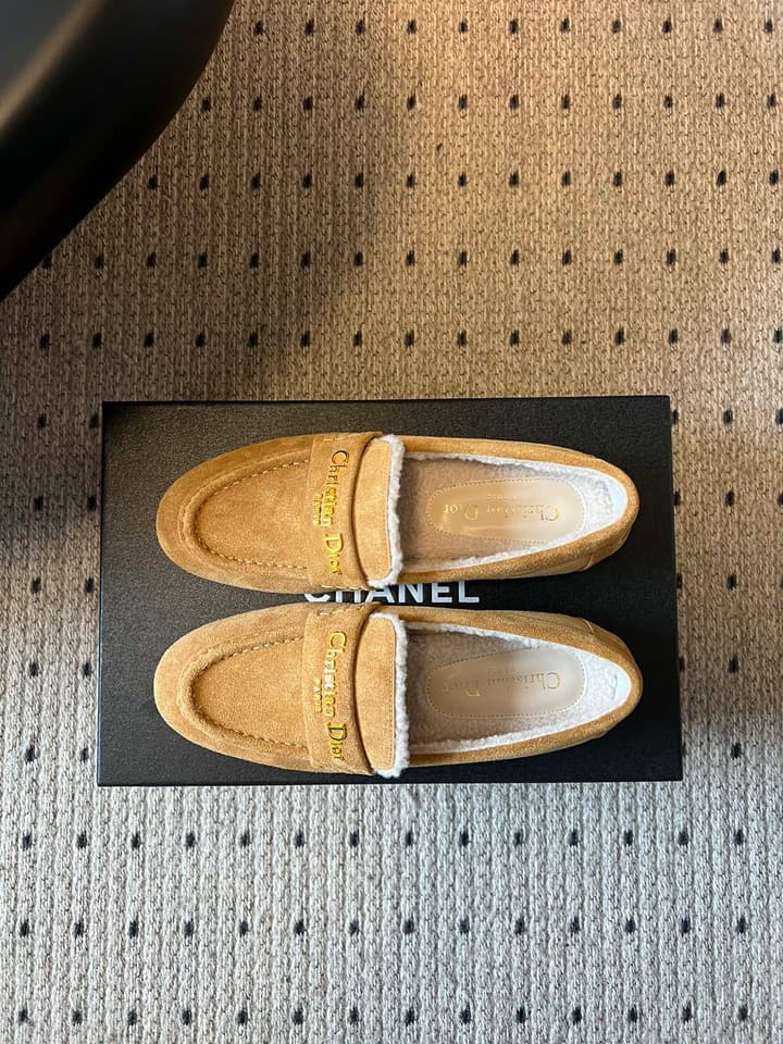 Dior Suede Fur-Lined Loafers – 25SS/FW in Black Suede