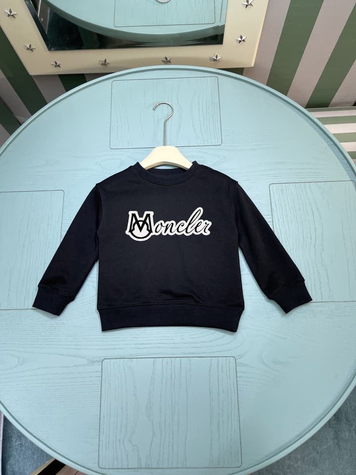 Moncler Kids Crewneck Sweatshirt – 2025FW – Kids Collection in Black Script Logo