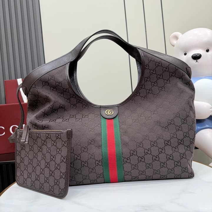 Gucci Giglio GG Canvas Tote Bag – 2026 Spring/Summer Collection in Dark Brown GG Canvas