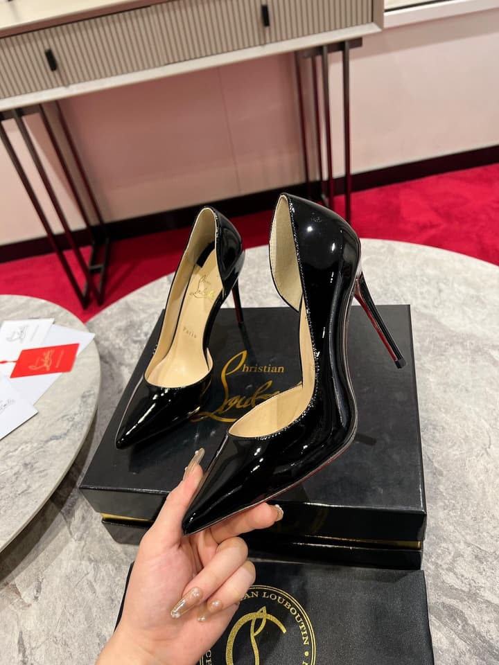 Christian Louboutin Classic Kate Side Cut-Out Pumps in Black Patent