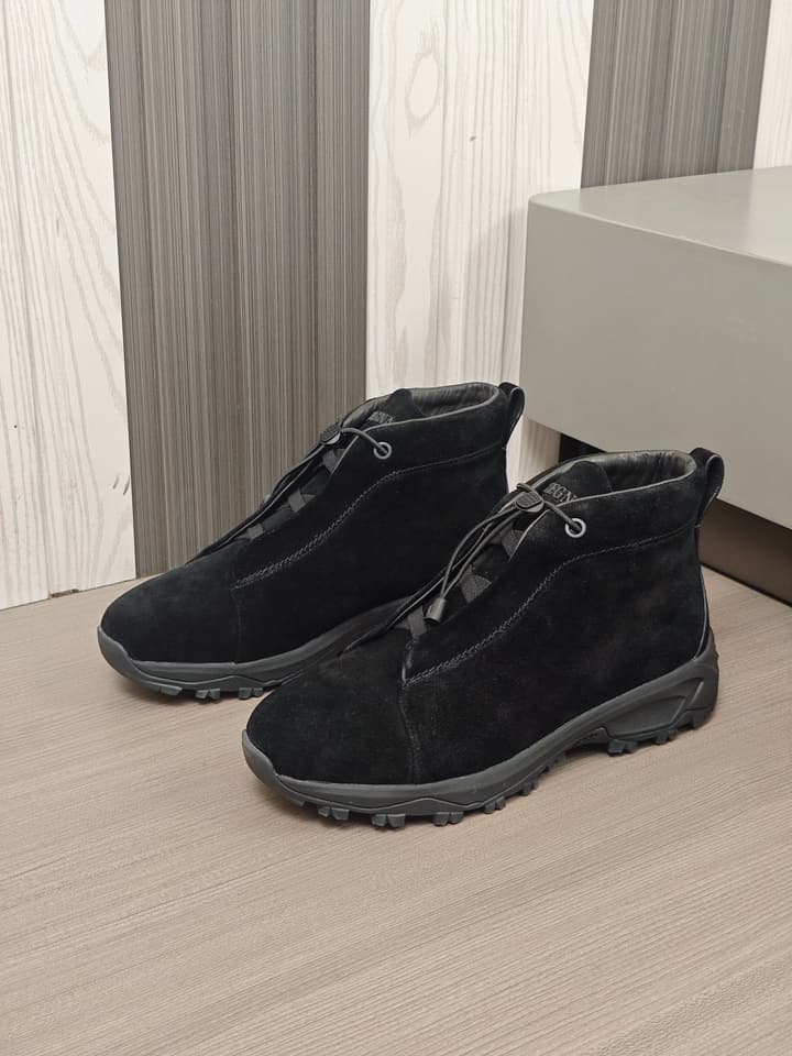 Zegna Triple Stitch™ Monte Luxury Casual Shoes in Black Leather High-top