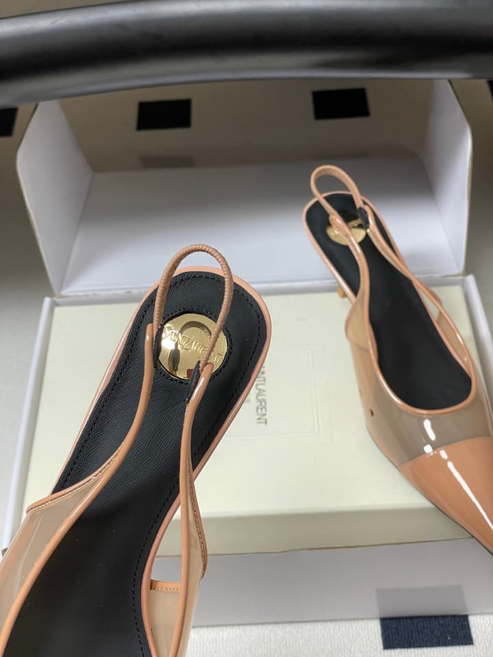 Saint Laurent Pointed PVC Slingback Sandals – 26SS in Beige