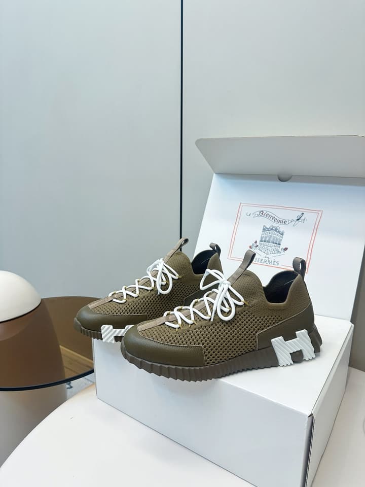 Hermes Classic Couple's Casual Sneakers in Light Beige