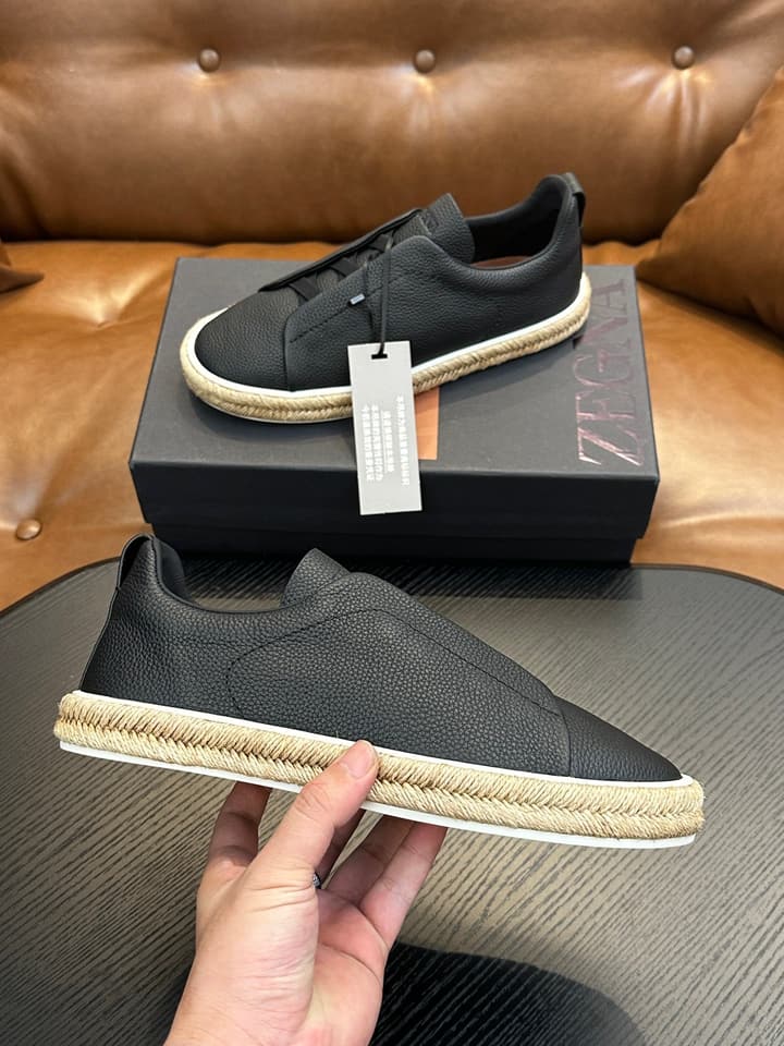 Ermenegildo Zegna Triple Stitch Low-Top Sneakers in Black Suede