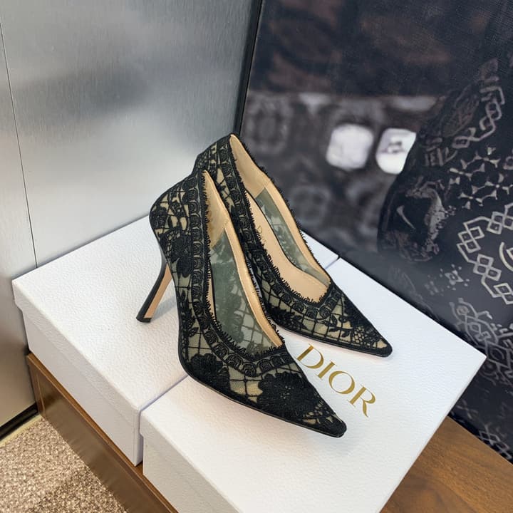 Dior CD Roses Jacquard Embroidery High-Heel Pumps – 2024 Spring/Summer Collection in Sleek Black Patent