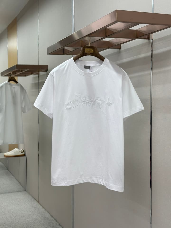 Dior Pattern Embroidered Crewneck T-Shirt in Washed Grey