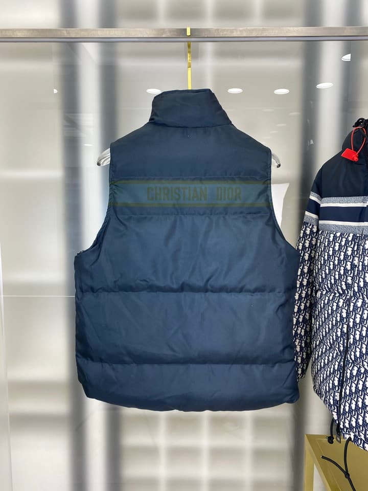 Dior Full Print Jacquard Reversible Down Vest – 22FW in Navy Oblique Pattern