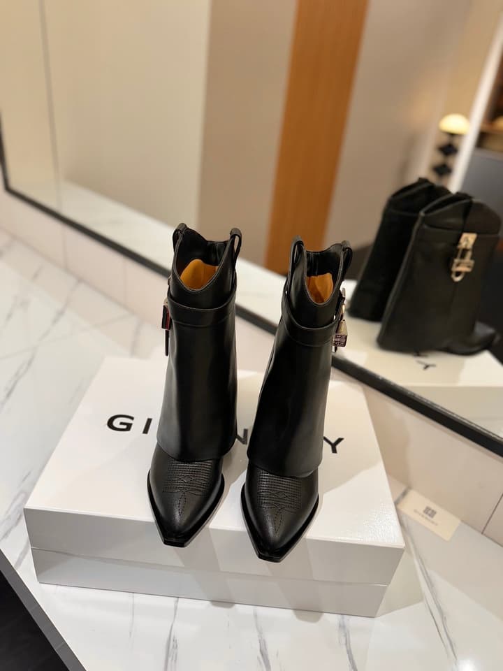 Givenchy High-Heel Embroidered Long Boots – 2024 SS in Black Leather