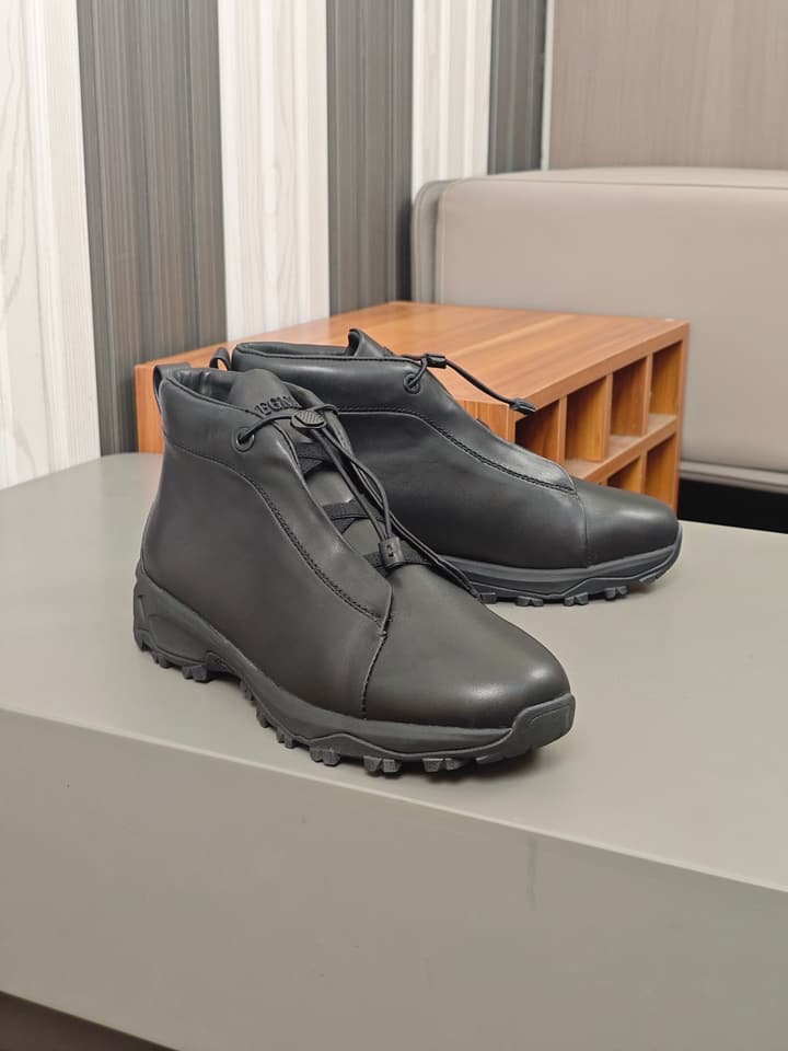 Zegna Triple Stitch™ Monte Luxury Casual Shoes in Black Leather High-top
