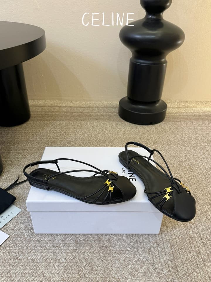 Celine Triomphe Ankle Strap Sandals – Spring/Summer Collection in Black