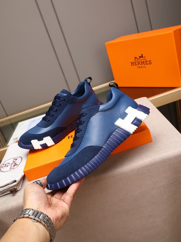 Hermès Bouncing Men's Sport Sneakers in Navy Blue