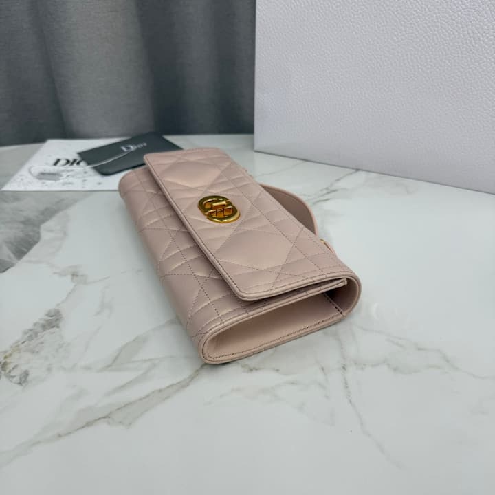 Dior Miss Caro Top Handle Clutch Bag – 2025 Early Spring Collection in Pearlescent Light Pink