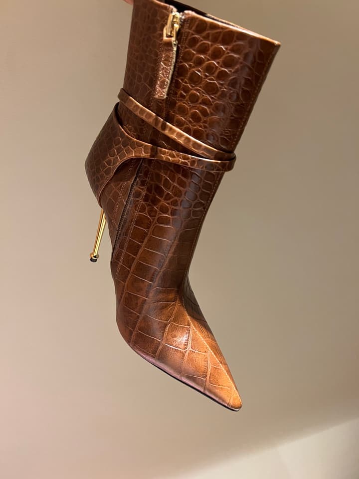 Tom Ford Luxury Metal Heel Ankle Boots in Black Leather