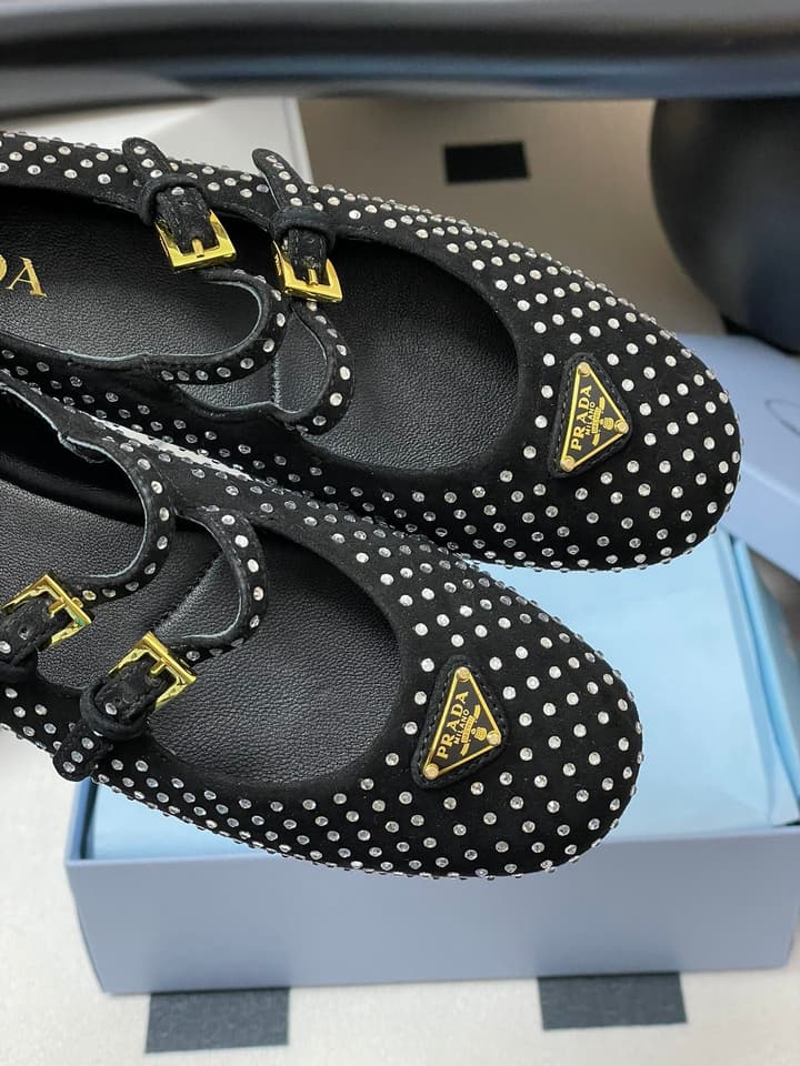 Prada Rhinestone Mary Jane Ballet Flats – 25SS Collection