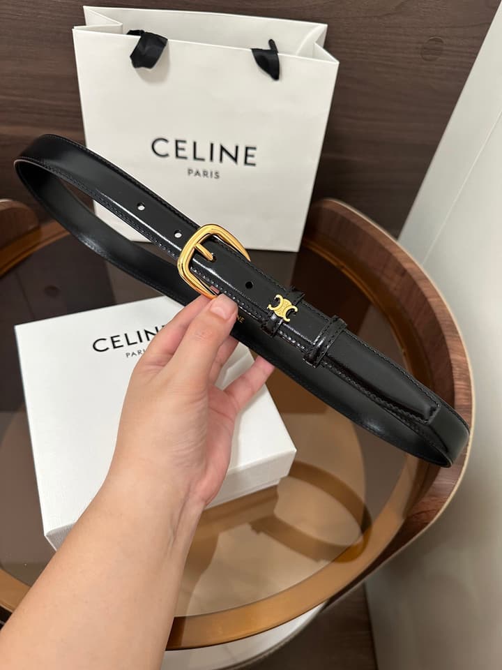 Celine Vivienne Taurillon 25mm Belt in Black Taurillon Leather