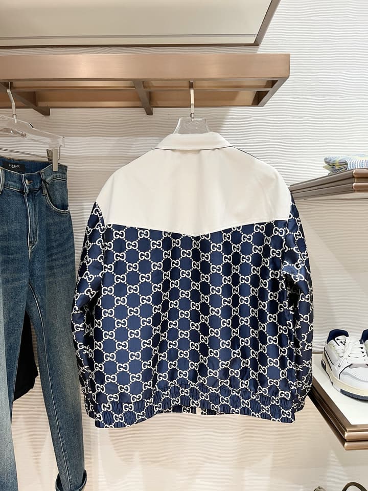 Gucci New Collection Runway Jacket in White And Navy Checkered