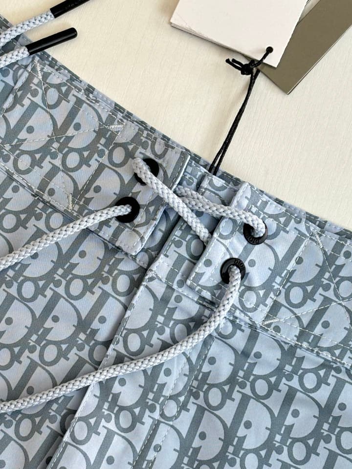 Dior Oblique Print Beach Shorts – Spring/Summer Collection – 25SS in Light Blue Oblique
