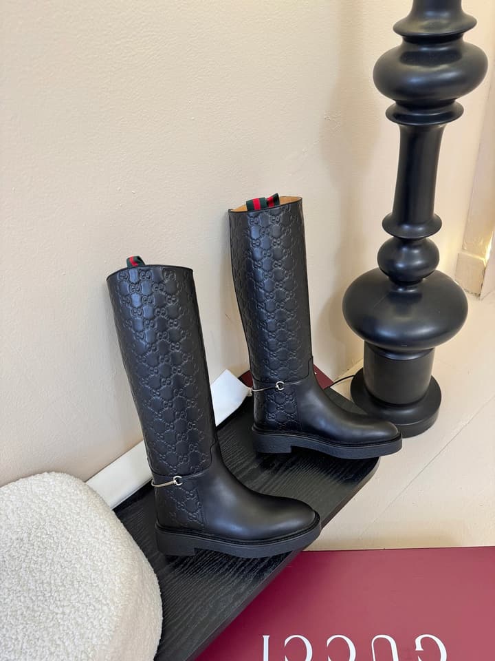 Gucci Runway Velvet Boots in Black Suede