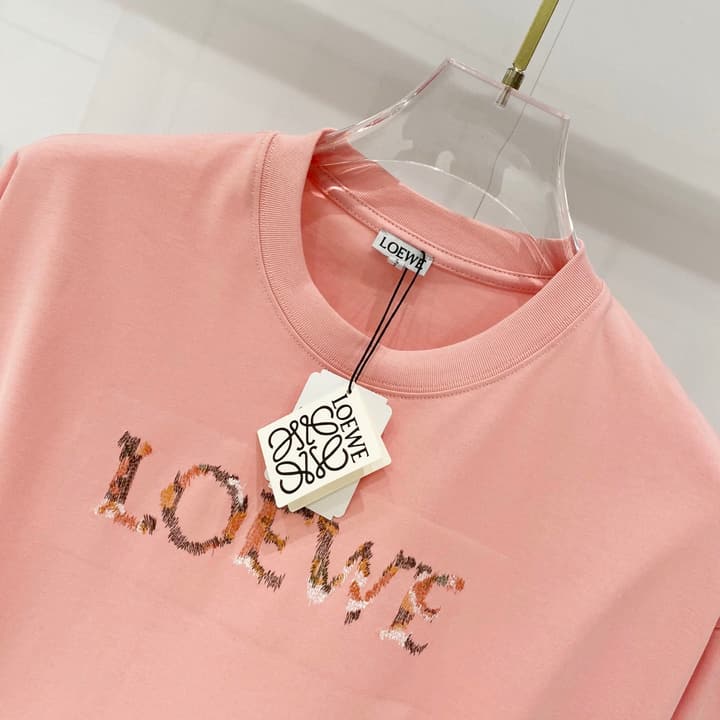 Loewe Rainbow Logo Embroidered Cotton T-Shirt in Classic Black