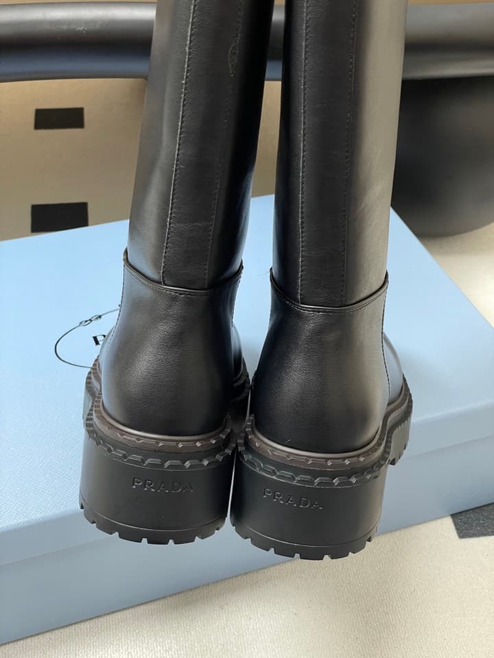 Prada Platform Leather Knight Boots – 25FW in Black