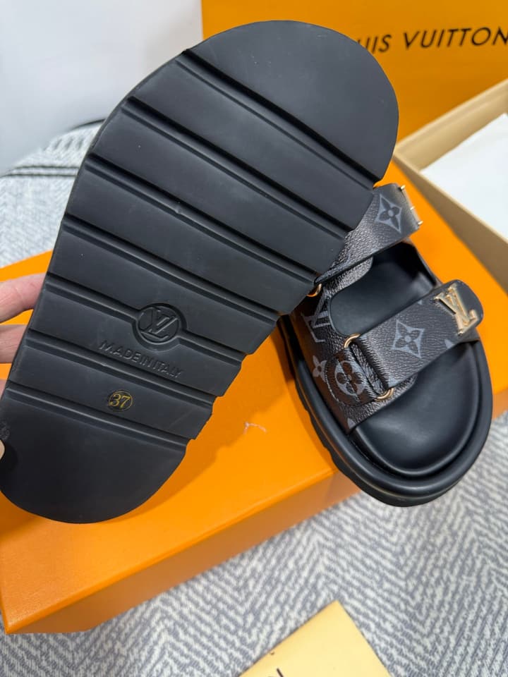 Louis Vuitton Velcro Platform Slippers – Spring/Summer 2024 in Monogram Black