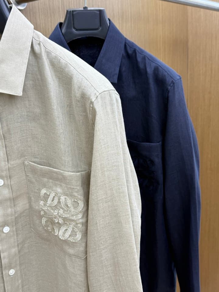 Loewe Minimalist Linen-Cotton Long Sleeve Shirt – Spring/Summer Collection – 25SS in Dark Blue
