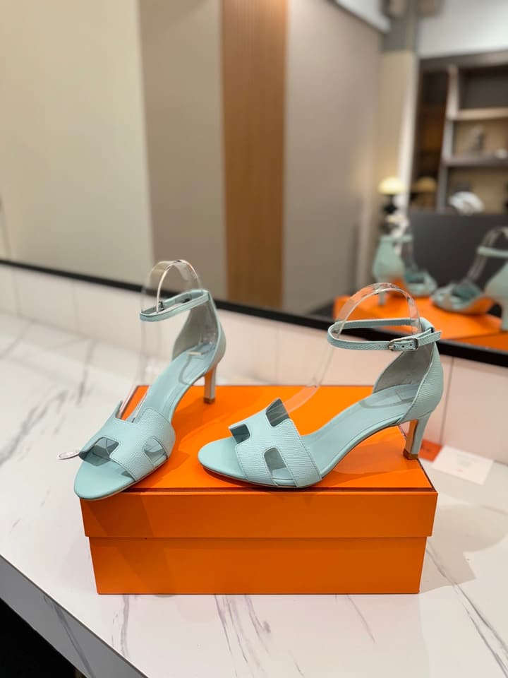 Hermès Classic Palm Grain Cowhide Heels – 6.5cm in Black