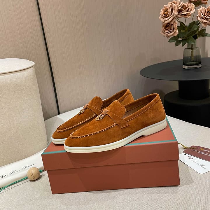 Loro Piana Summer Charms Walk Moccasin Loafers in Black Leather