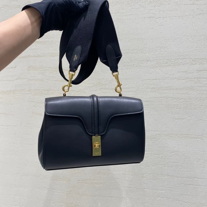 Celine Teen 16 Crossbody Bag in Black Leather