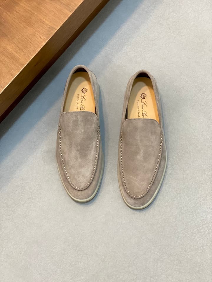 Loro Piana Unisex Suede Leather Loafers in Cream Suede