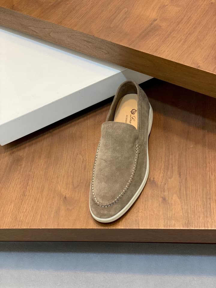 Loro Piana Unisex Suede Leather Loafers in Cream Suede