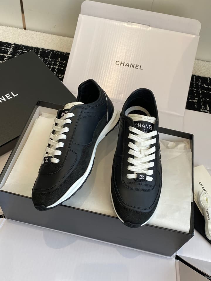 Chanel Panda Platform Sneakers – 2025SS in Black With White Laces