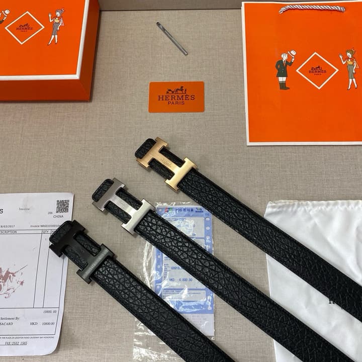 Hermès Classic Cowhide Leather Belt – 3.8cm in Black Leather With Black Buckle
