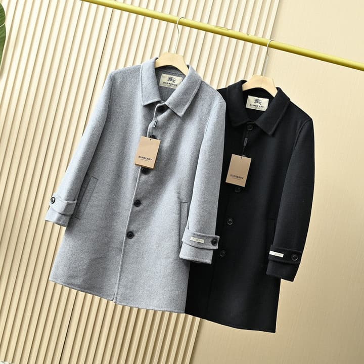 Burberry Men's Double-Faced Wool Trench Coat – 2025FW in Classic Black