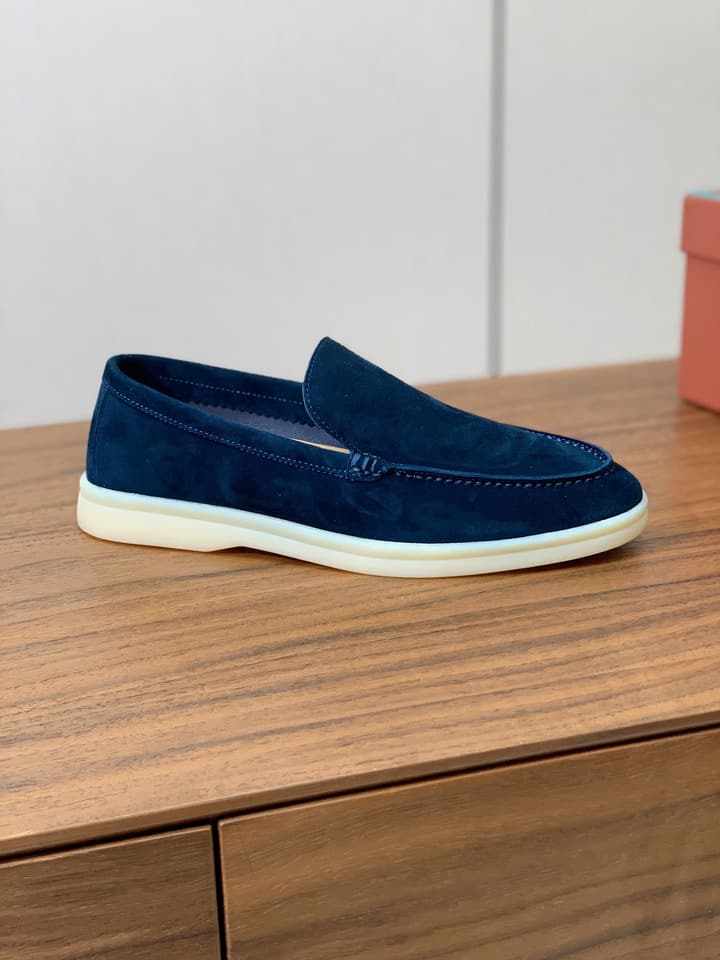 Loro Piana Glossy Cashmere Loafers in Blush Pink Suede