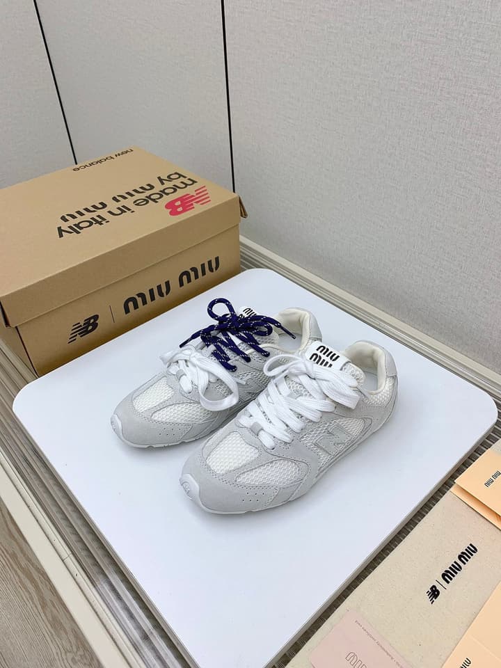 Miu Miu x New Balance Collaboration Runway Sneakers – 2024 in Distressed Grey