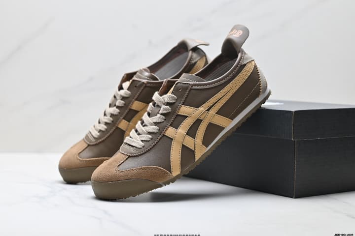 Onitsuka Tiger NIPPON MADE MEXICO 66 DELUXE Sneakers in Dark Olive With Tan Stripes