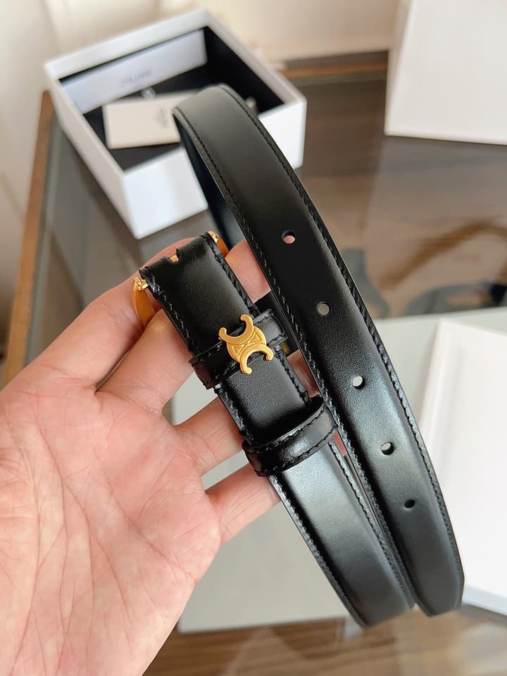 Celine Vivienne Taurillon 25mm Belt in Black Taurillon Leather