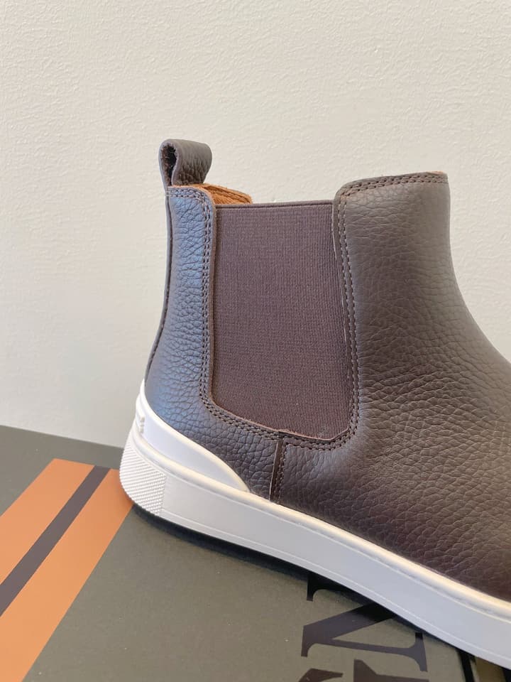 Zegna COUTURE Triple Stitch Leather Sneakers in Black Suede With Dark Sole