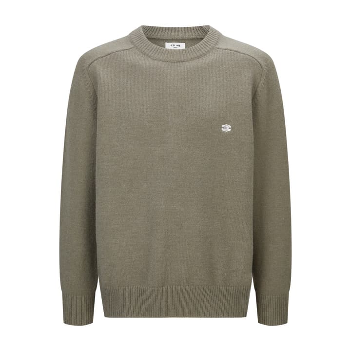 Celine Triomphe Embroidered Knit Sweater in Black