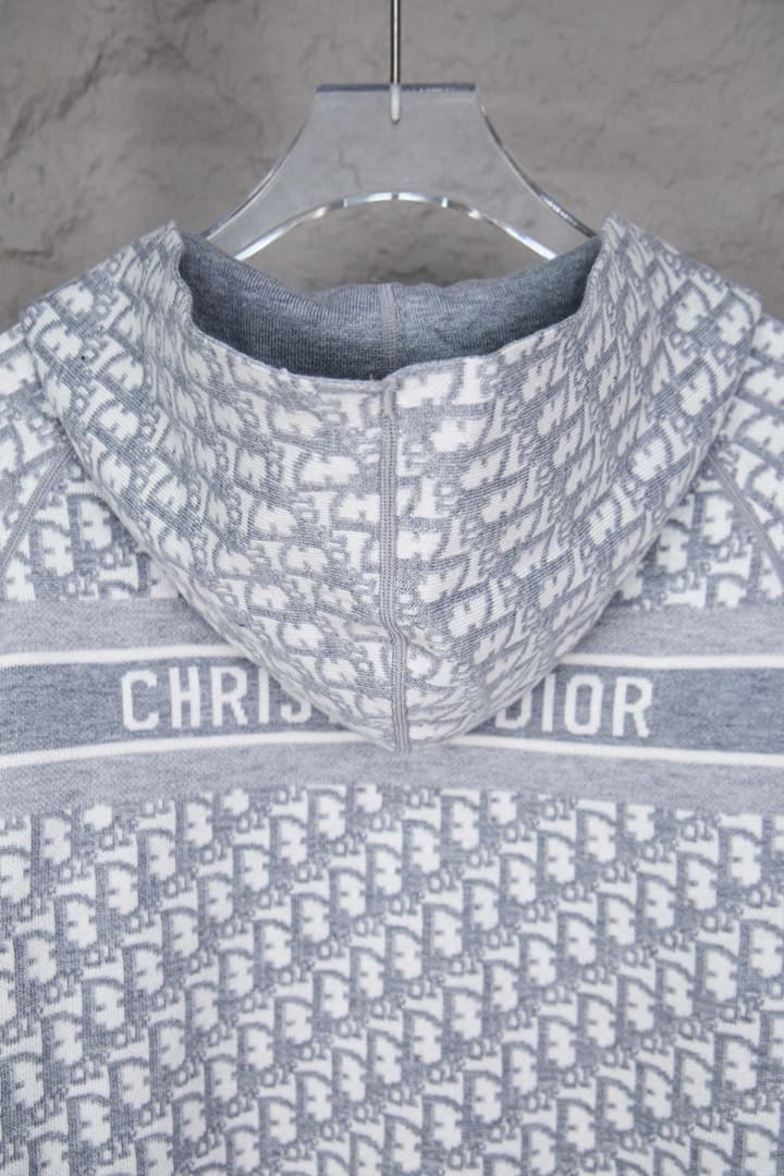 Dior Monogram Jacquard Zip Cardigan – 24SS in Light Grey Monogram