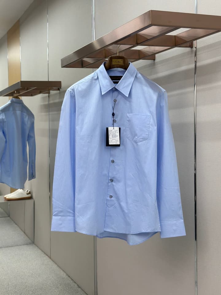 Louis Vuitton Pinstripe Jacquard Cotton Shirt – 25SS in Light Blue Pinstripe Jacquard