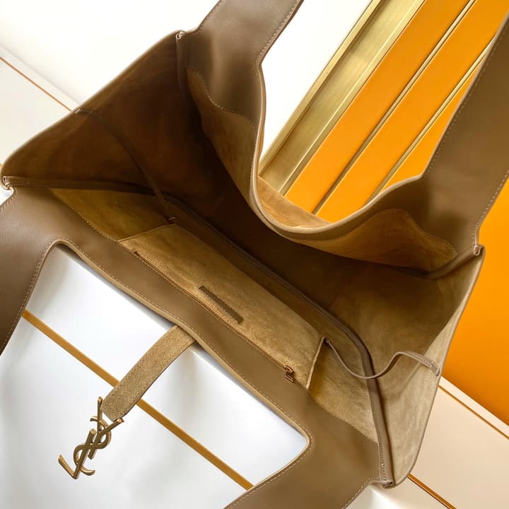 Saint Laurent BEA Deerskin Tote Bag in Antique Gold