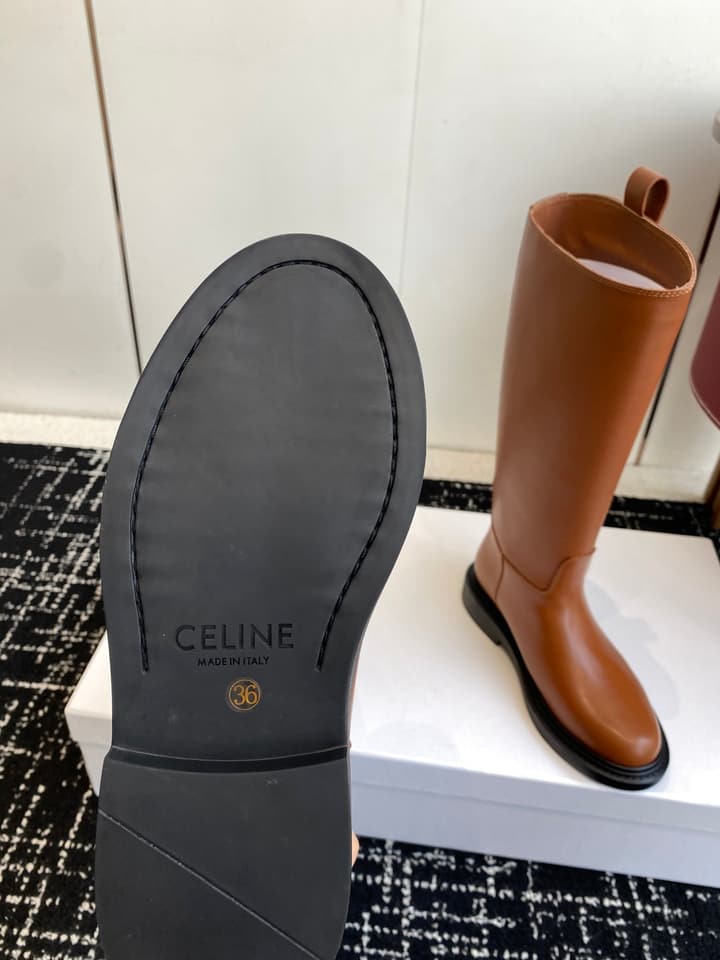 Celine Triomphe Equestrian Ankle Boots – 2025FW in Waxed Black Leather